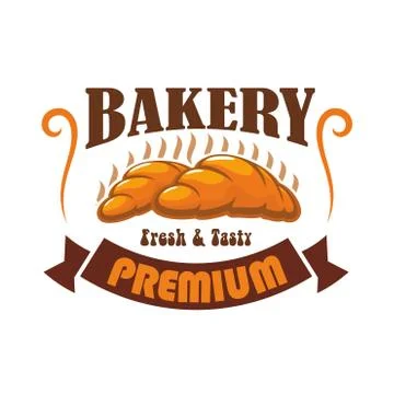 Bakery shop, pastry cafe vector label emblem Stock Illustration
