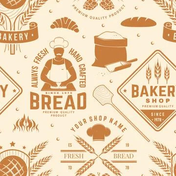 Bakery shop seamless pattern or background. Vector. Seamless bakery pattern with Illustrazione stock