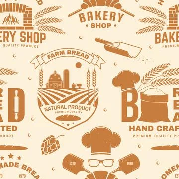 Bakery shop seamless pattern or background. Vector. Seamless bakery pattern with イラスト素材