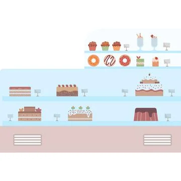 Bakery shop showcase vector icon isolated on white Иллюстрация
