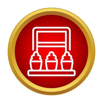 Bakery shop window displaying cupcakes icon button Stock Illustration