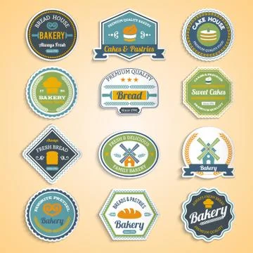 Bakery Stickers Set Illustration