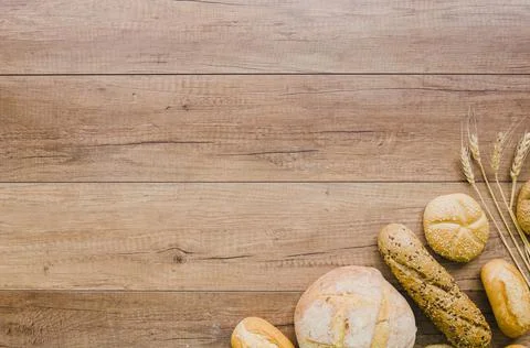 Bakery still life with handmade bread. High quality photo Stock Photos