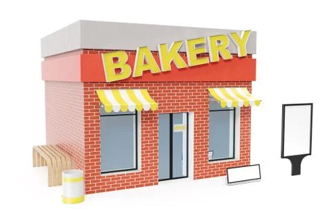 Bakery Store with copy space board isolated on white background. Modern shop Stock Illustration