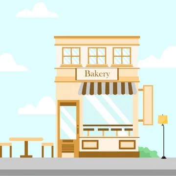 Bakery Store Front Building Background Illustration Stock Illustration