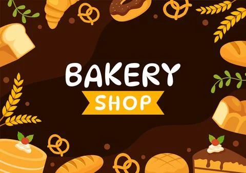 Bakery Store Vector Illustration with Various Types of Bread Products for S.. Stock Illustration