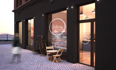 Bakery storefront mockup Stock Illustration