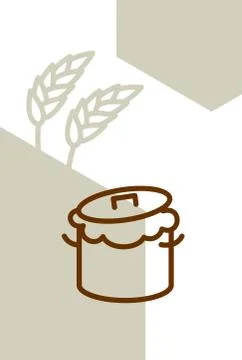 Bakery template design blank, poster. Pan with dough and wheat ears Ilustração Stock