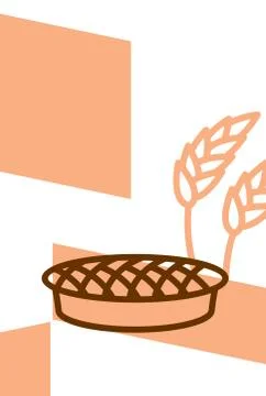 Bakery template design blank, poster. Pie and wheat ears Stock Illustration