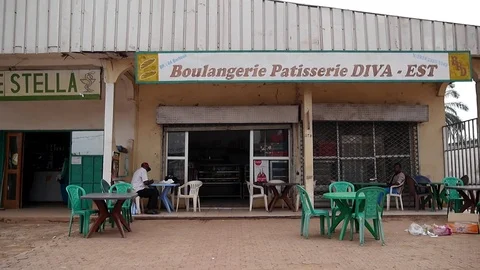 Bakery terrace in Bertoua Stock Footage 80565811