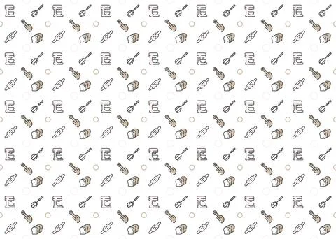 Bakery tools cute seamless pattern isolated on white background ep34 Stock Illustration