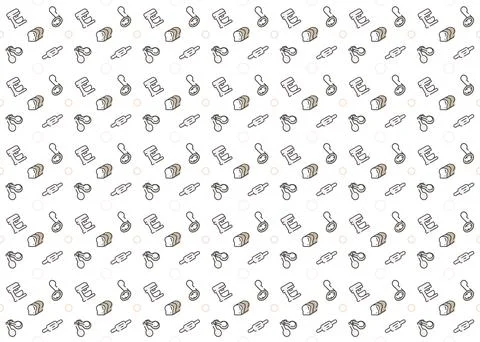Bakery tools cute seamless pattern isolated on white background ep33 Stock Illustration
