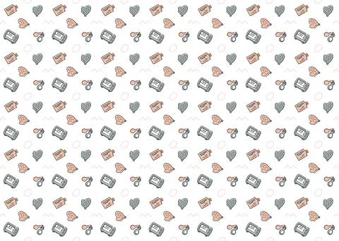 Bakery tools cute seamless pattern isolated on white background ep37 Stock Illustration