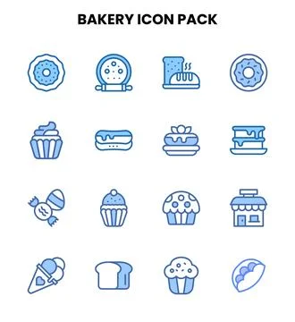 Bakery Two Colour Set Icons Pack Stock Illustration