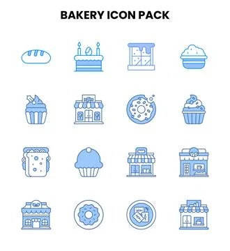 Bakery Two Colour Set Icons Pack Stock Illustration