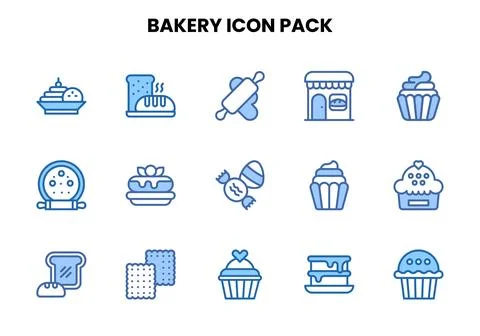 Bakery Two Colour UI Icons Pack Ilustración de archivo