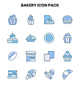 Bakery Two Colour Vector Icons Pack Stock Illustration