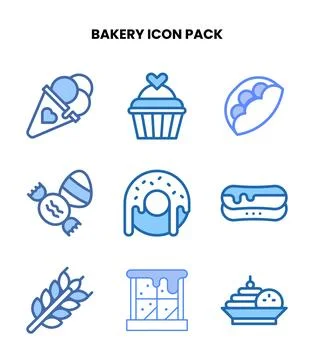 Bakery Two Colour Vector Icons Pack Stockillustratie