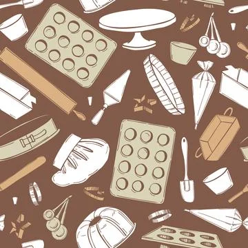 Bakery utensils.  Vector  pattern Stock Illustration