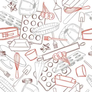 Bakery utensils.  Vector  pattern Stock Illustration