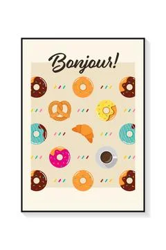 Bakery vector illustration in a poster frame. Stock Illustration