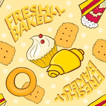 Bakery vector seamless pattern, beautiful holiday background イラスト素材