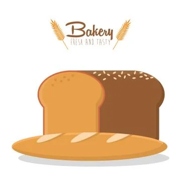 Bakery whole grain bread always fresh Stock Illustration