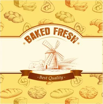 Bakery windmill.  seamless background pattern. Stock Illustration