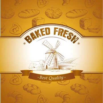 Bakery windmill.  seamless background pattern. Stock Illustration