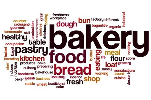 Bakery word cloud Stock Illustration