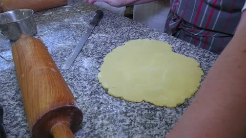 Bakery Worker Shaping Fresh Pastry Dough by Hand Video stock 344886490