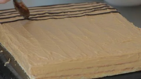 Bakery Working Process. Making Sweet Cake 写真素材