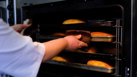 Bakery Working Process. Making Sweet Cake 写真素材