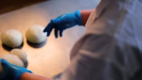 Bakery Working Process. Making Sweet Cake 写真素材