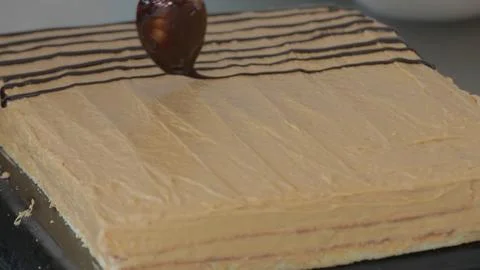 Bakery Working Process. Making Sweet Cake 写真素材