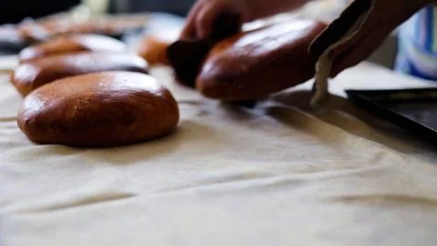 Bakery Working Process. Making Sweet Cake 写真素材