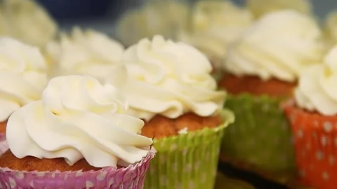 Bakery's assortment is displayed on the showcase 스톡 동영상 205555027