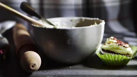 Baking and decorating cupcakes Stock Footage 169107891