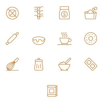 Baking and Kitchen Line Icon Set. Vector Collection Stockillustratie