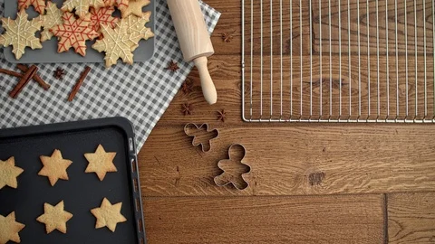 Baking background with Christmas cookies Video stock 117679695