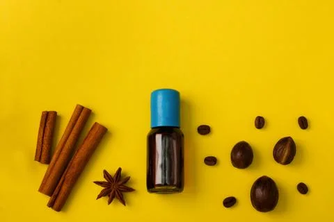Baking background spices cinnamon anise nutmeg coffee beans vanilla Stock Photos