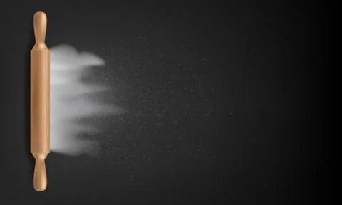 Baking Background Template. Rolling Pin On Flour Stock Illustration