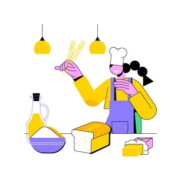 Baking bread abstract concept vector illustration. Stock Illustration