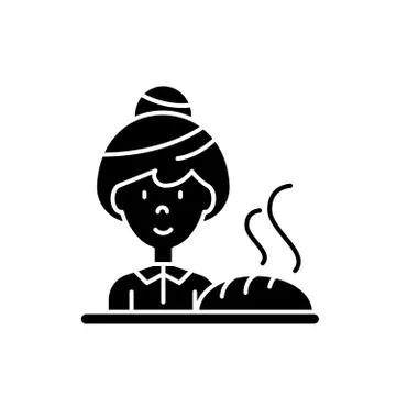 Baking bread black icon, vector sign on isolated background. Baking bread Stock Illustration