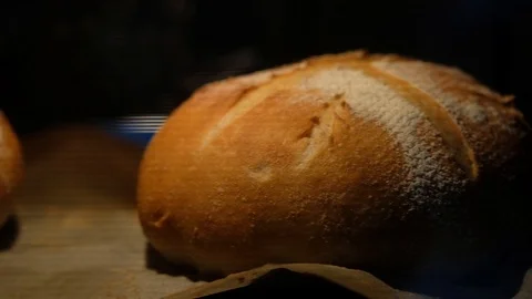 Baking bread in a high temperature oven. Slow motion. Stock Footage 121527820