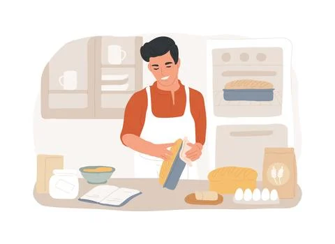 Baking bread isolated concept vector illustration. Stock Illustration