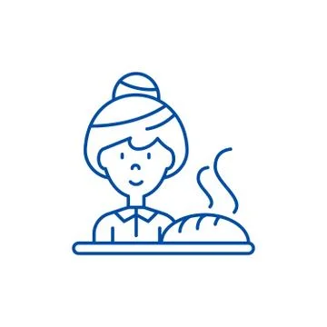 Baking bread line icon concept. Baking bread flat vector symbol, sign, outline 스톡 일러스트