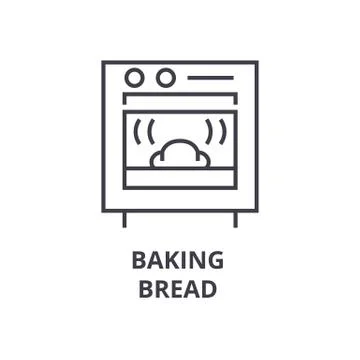 Baking bread line icon, outline sign, linear symbol, vector, flat illustration 스톡 일러스트