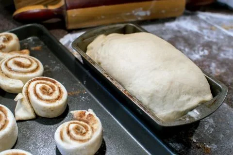 Baking breads and rolls Stock Photos