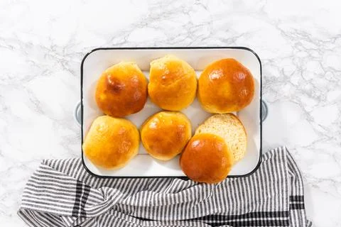 Baking brioche buns Stock Photos